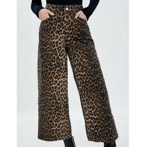 Zara Leopard Print Wide Leg Culottes, size 6